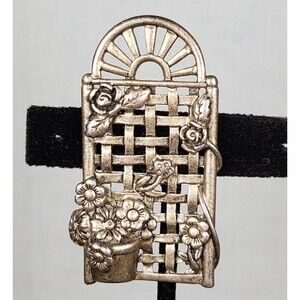Vintage 1990's Dunecraft Flower Trellis Pewter Brooch